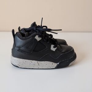Air Jordan 4 Retro LS BP "Oreo" NIKE Toddler Shoes Black-Tech Grey - Size 8C